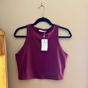 Maroon ReoRia Cropped High Neck Tank Rop from Amazon